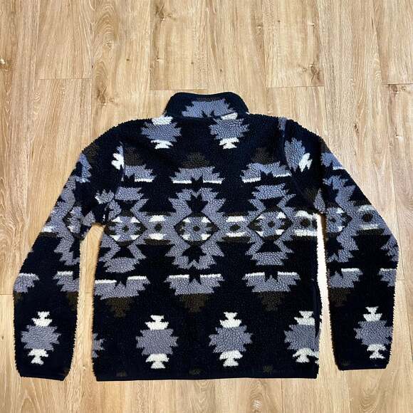 Lucky Brand Aztec Holiday Sherpa Full Zip Grey Jacket size M - Picture 7 of 7